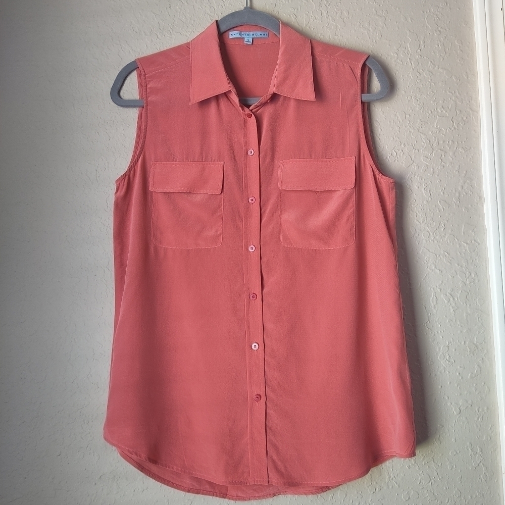 Antonio Melani Button down sleeveless Blouse Top size S